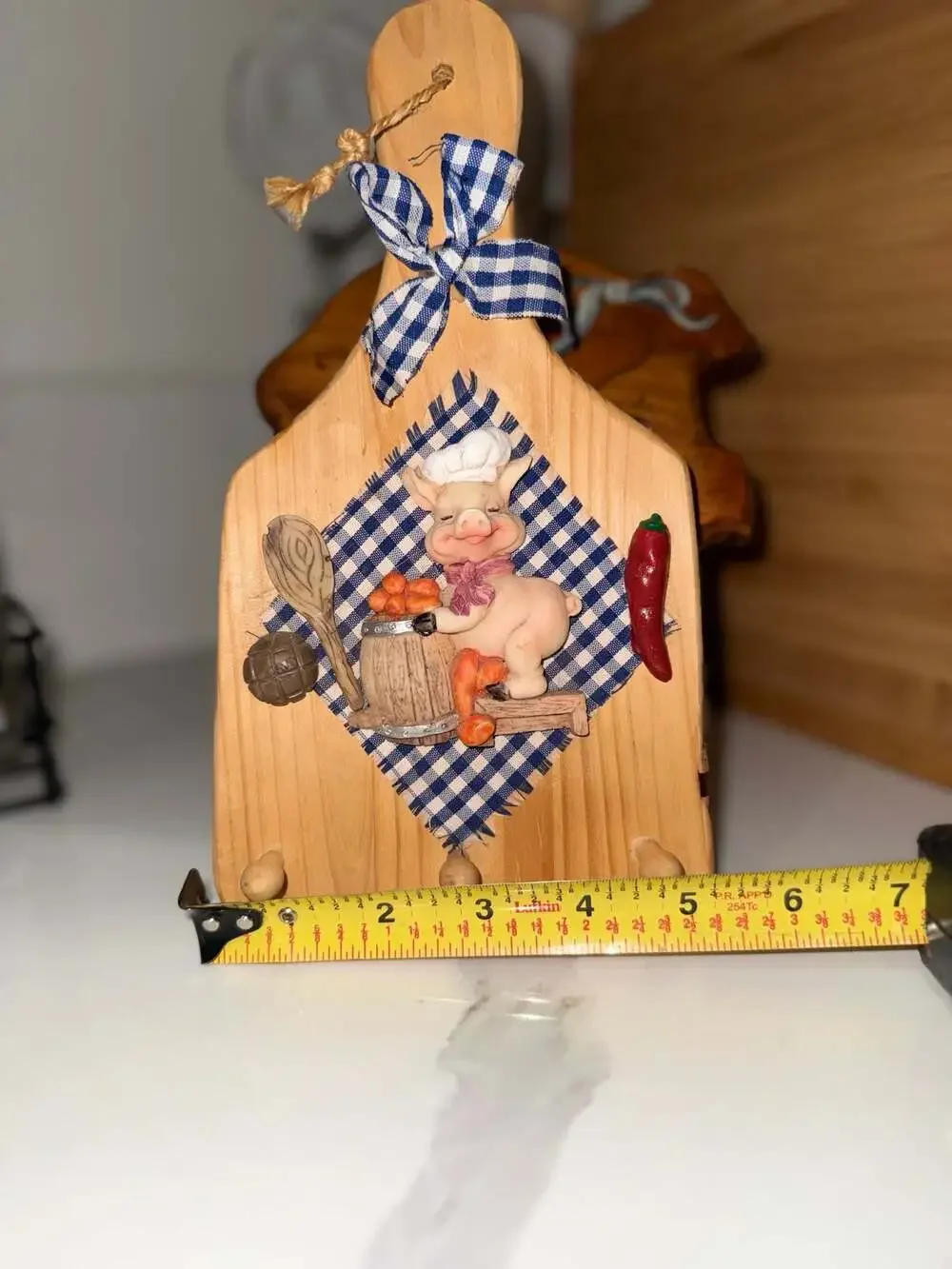 Vintage Decorative Wooden Chopping Board Wall Hanging With Chef Pig